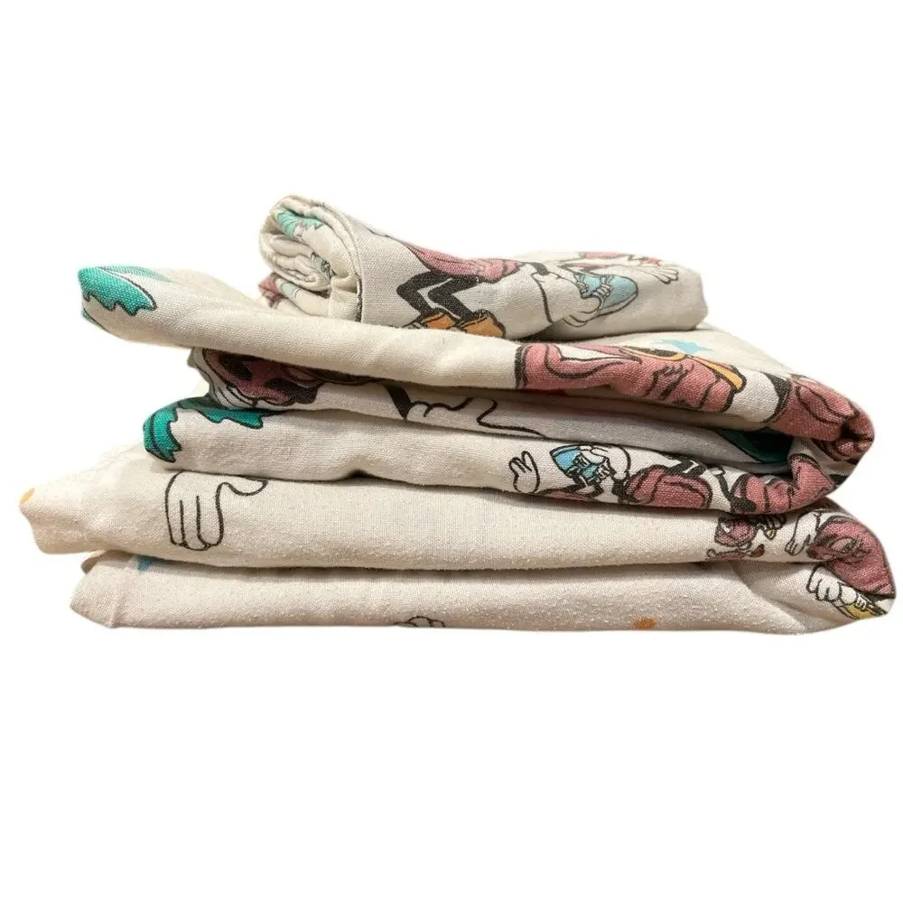 Vintage 80s California Raisins Twin Sheet Set Sears Nostalgic Refashion Kidcore